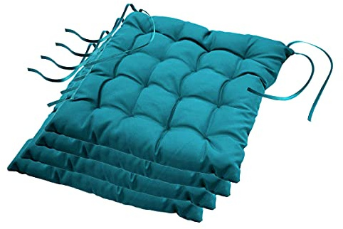 Dynamic24 Stuhlkissen 4er Set Sitzkissen 40x40 Sitzpolster Garten Kissen Polster Auflage (Petrol)