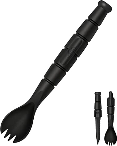Tactical Spork, Tactical Spork Spoon Combo, 3 in 1 Tactical Camping Utensils, Camping Gear & Backpacking Gear, 1 Pack, Black