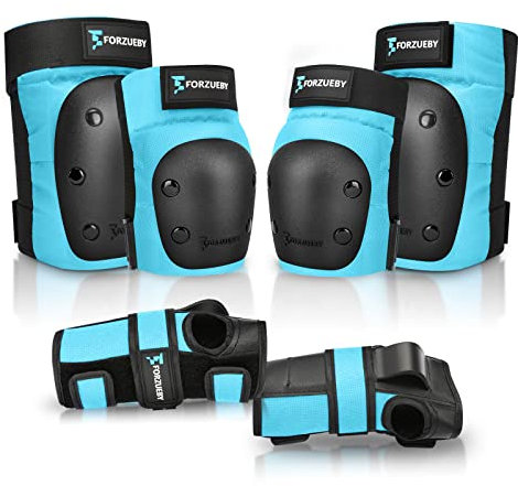 Forzueby Juego de Rodilleras Forzueby, Coderas, Muñequeras de protección 6 en 1 Especial para niños/Adultos para Patinaje en línea, en Scooter, BMX. Etc.