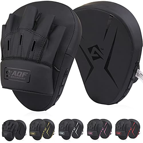 AQF Pratzen Boxen, Handpratzen für Muay Thai Kickboxen MMA Training Boxpads | Robustes Kunstleder Boxing Pads, Gebogenes Design, EVA Polsterung, Focus Trainerpratzen Für Kampfsport, Karate & Kickboxing