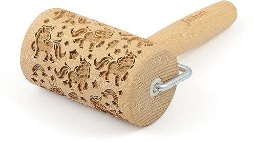 Folkroll Teigrolle Einhorn, Mini, 9.5 cm, Nudelholz, Prägerolle, Muster, Motiv, Rolle, Buchenholz, 330807