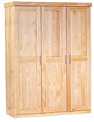 Dmora Dreitüriger Kleiderschrank, Eichenfarbe, 140 x 190 x 55 cm.