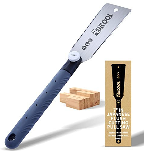 RUITOOL Japanische Zugsäge 17,8 cm Handsäge, SK5 Flexible Klinge Ryoba Doppelkante Bündigschnittsäge, 10&18TPI für Holzbearbeitung DIY Werkzeuge