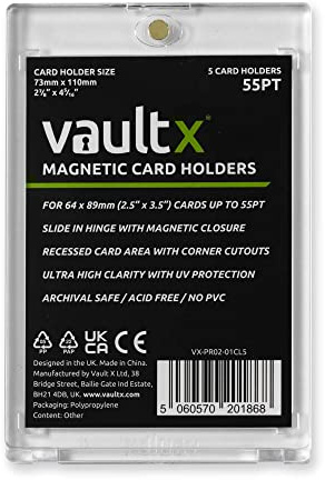 Vault X Magnetische Kartenhalter 55pt für Trading Cards, One-Touch-Hartschalen mit UV-Schutz, Klare Anzeige für Sammelkartenspiele, Sportkarten, TCG (5er Pack)