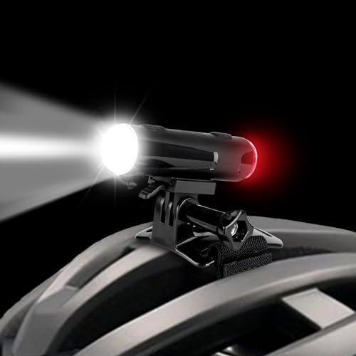 Bike Helmet Light - USB Rechargeable 200 Lumen IP66 Waterproof Dual Front and Rear Cycle Helmet Lights, 5 Levels of Dimming, 360° Warning, Portable Bright Bicycle Light for All Road Cyclists Helmet