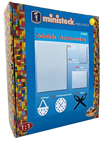 Feuchtmann Feuchtmann Ministeck 37662 - Zubehör Box III, 38-teiliges Set mit 10 Steckplatten, 6 Aufhängern, 20 Verbindungsscheiben, 2 Hebeln, für Steckspaß ab 4 Jahren