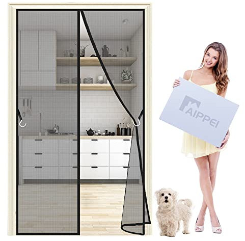 Fliegengitter für Tür, 60x230 cm Magnetischer Fliegenvorhang Moskitonetz, Auto Schließen, magnetische Adsorption, für Türen Patio, Anthrazit P