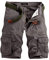 Cargo Shorts Herren mit Gürtel Regular Fit Vintage Stoff Chino Shorts mit 6 Taschen Reißverschluss Kurze Hosen Stretch Leicht Bermuda Shorts Sport Shorts für Wanderer Camping Laufend