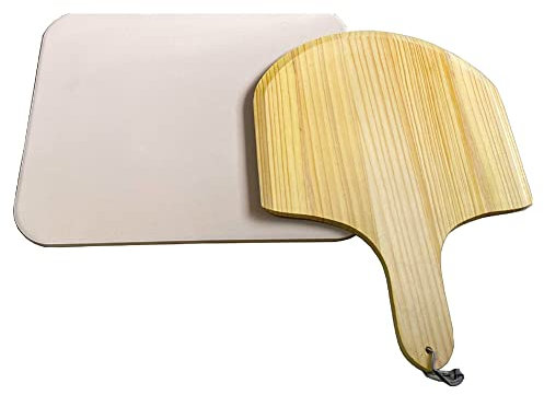 Cosmin Tabla de pizza de madera redonda con bandeja para hornear pizza de mano, tabla de cortar de piedra para pizza, de pizza, pastel de pizza, párrafo grueso