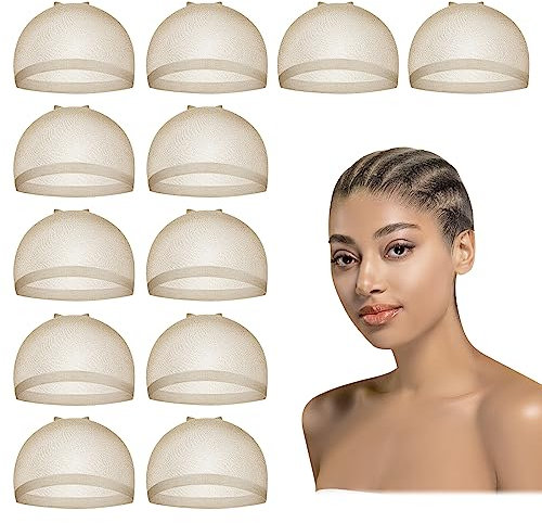 Dreamlover Wig Cap for Lace Wigs, Transparent Haarnetz für Perücken, Perückenkappe Lace, Perückennetz, Hellbraun, 12 Stücke