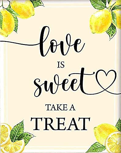 Metal Signs Funny Lemon Love is Sweet Take A Treat Sign Citrus Main Squeeze Bridal Shower Decor Lemon Table Decor Lemonade Party Decor Signs Vintage Funny Metal Funny Iron Plaque Signs Gift 8x12 inch
