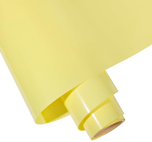 Gatichetta Heat Transfer Vinyl Roll, Pastel Iron on HTV 12 x 6FT, Smooth PU HTV for T-Shirts, Fabris, DIY Designs, Compatiable with Heat Press Machines, Pale Yellow, GH06PY