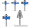 Newdeli Rabbet Router Bit Set 1/4 Inch Shank - 4Pcs Rabbeting Router Bits（1/8,1/4,3/8, 1/2 Height） with 6 Bearings Set (1/2, 5/8, 3/4, 7/8, 1, 1-1/8 Bearings) - Wood Biscuit Slot Cutters