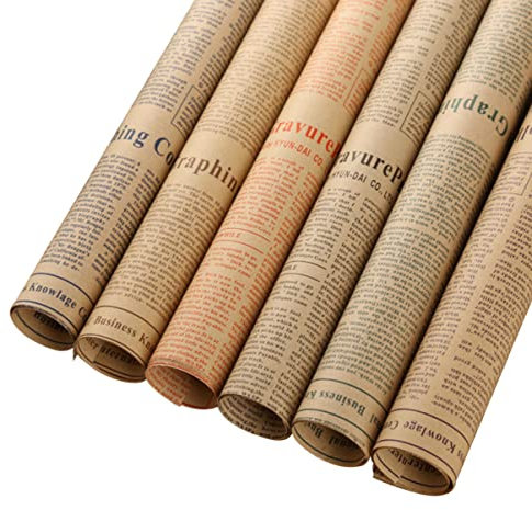 Mobestech Geschenkpapier 50 Blatt Vintage-geschenkpapier Retro-zeitungsdesign Zum Verpacken Von Blumen Und Geschenken Für Geburtstage Hochzeiten Feiertage Zufälliger Stil