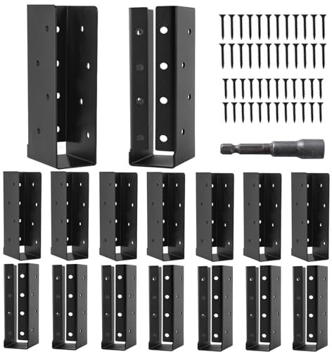 AXWHYS Concealed Joist Hangers, 16 Pcs 2x8 Outdoor Trim Concealed Flanges, Q235B Steel Powder Coated Concealed Mount Joist Hangers for 2x8 Beam Swing