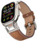 Bouixel Correa de piel auténtica compatible con Apple Watch Ultra 2/Ultra de 49 mm, 46 mm, 45 mm, 44 mm, 42 mm, para hombres, correa resistente con conectores de acero inoxidable para iWatch Series 10