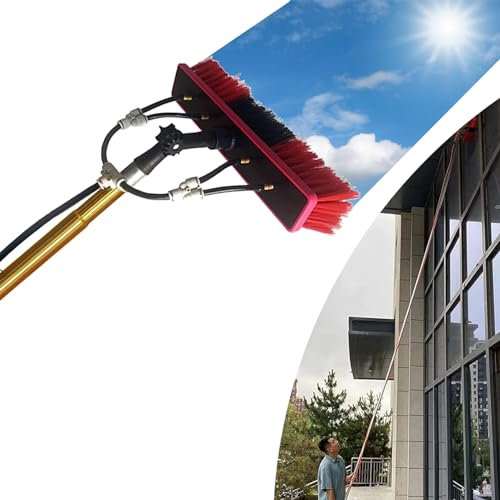 Ddasam Wassergespeiste Teleskopbürste, Photovoltaik Reiniger Teleskop, Reinigungsset Für Teleskopstangen, Solar-Panel-Reinigung System, Solarpanel, Dach Reinigen(3-15m)