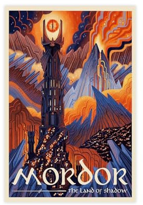 AMATWI Mordor Herr der Ringe Hobbit-Film-Poster, Vintage-Reiseposter, Leinwand-Poster, Schlafzimmer-Dekor, Sportlandschaft, Büro, Raumdekoration, Geschenk, ungerahmt, 30 x 45 cm