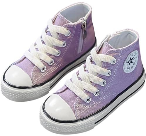 YUKQEYLE Zapatillas Lona Niños Antideslizantes Zapatillas Casual Niña Sneakers Zapatillas de Deportivos Clásico Unisex Casuales Zapatos Ligeros Atléticos(33EU-Violeta)