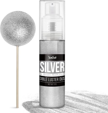 Essbarer Glitzer Spray für Getränke - 20g Lebensmittel Glitzerpulve für Likör, Cocktails, Dekorieren Torten - Geschmacklos Glitzer Pulver Glitzerstaub für Sekt, Wein, Champagner, Backen (Silber)