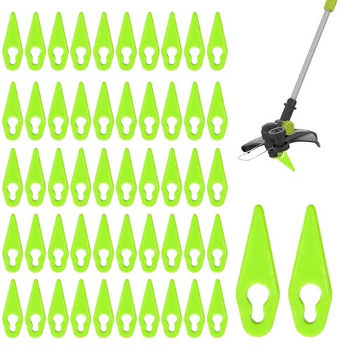 FUIPVGI 50 Pièces Lame Coupe Bordure, Lames de Rechange pour Coupe Bordure, 70mm Plastique Couteau pour Coupe-Herbe, Lames de Rechange, Accessoires pour Outillage de Jardin (Vert)