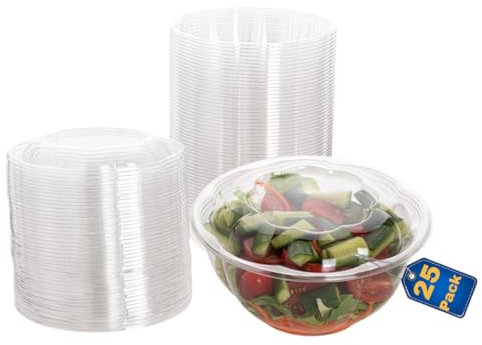 Smygoods Disposable Plastic Salad Bowls with Airtight Lids Ideal for Meal Prep, Takeout, Catering, Parties, Picnics, and Food Storage, Stackable, Leak-Proof