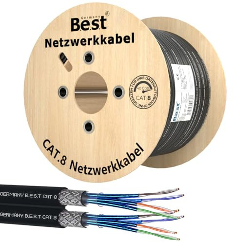 Germany B.e.s.t 250M CAT 8 Duplex Erdkabel Netzwerkkabel Outdoorkabel Kupfer LAN Kabel Ethernetkabel S/FTP 40 Gbit/s Kat 8 reines Kupfer Datenkabel PoE++ LSZH Datenkabel
