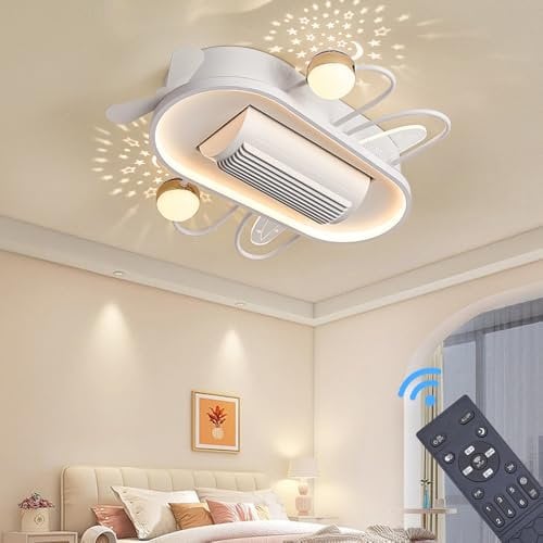 Eurotondisplay Deckenventilator mit LED Beleuchtung mit Fernbedienung Lichtfarbe/Helligkeit einstellbar 6 Geschwindigkeiten, timer 2 Stunden Sommer-, und Wintermodus (YX2024-ET)