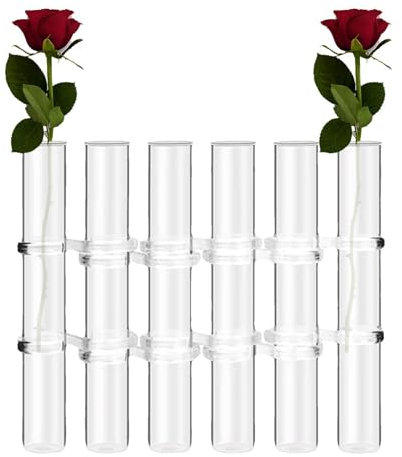 Klappbare Blumenvase, 8 Stück/6 Stück, transparente Tischvasen, Tafelaufsatz, klare Vasen, Glas-Blumenvase mit Haken und Bürste, Reagenzglasvase, Pflanzenständer, Blumenbehälter,