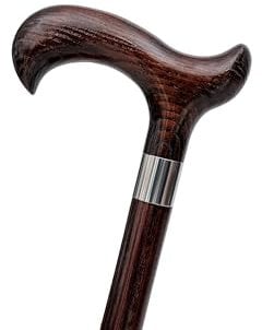 Dr. Watson - Handgefertigter Gehstock aus Holz, klassischer Gehstock mit Derby-Griff und Edelstahlkragen (Wenge)