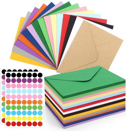120 Stück Mini Briefumschläge Bunt, 10.3x8cm Farbige Briefumschläge Papier, 15 Farben Kleine Mini Umschläge für Geschenke für Geburtstage, Hochzeiten, Partys
