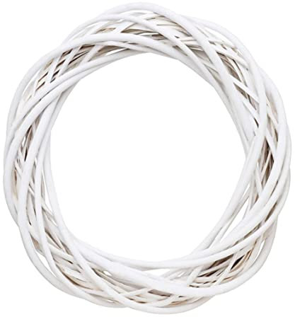 Décor de Couronne en Osier, couronnes de rotin Naturel pour Artisanat de Bricolage, Anneau de Couronne en Osier Blanc de 30 cm