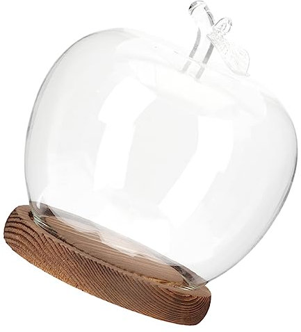 TOPBATHY Apple Glasabdeckung Apfel Anzeige Glocke Kuppel Einmachglasdeckel Krüge Mit Deckel Ausstellungsständer Für Sammlerstücke Einmachgläser Künstliche Äpfel Ornamente Gefälscht Hölzern