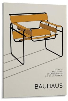 LZTEN Wassily Stuhl-Ausstellungsposter, Bauhaus-Druck, Orange, Beige, Grafik, moderne Wandkunst, minimalistischer abstrakter Rahmen, 60 x 90 cm