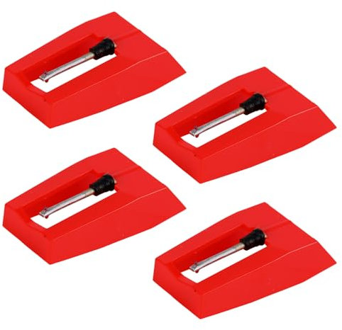 4-Pack Record Player Needle - Turntable Needles - Replacement Stylus - Ruby Tip - for Crosley, Ion, Jensen, Bush, Teac - Vinyl Record Player - LP - Phonograph
