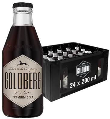GOLDBERG Premium Cola – 24 x 0,2 l Glasflaschen in Mehrwegkiste – Mit Karamell- & Citrusnoten – Perfekt für Cocktails, Longdrinks & alkoholfreie Mixgetränke