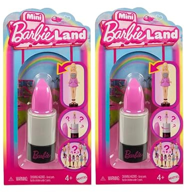 Barbie Mini BarbieLand Fashionistas Puppen, 3,8 cm Puppen in Lippenstift-Röhre, Überraschungsoffenbarung (Stile können variieren) - 2 Stück