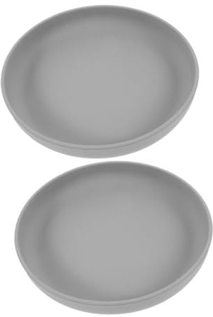 OATIPHO 2pièces Assiette Antidérapante Silicone pour Seniors Et Personnes Handicapées Plaque Anti-déversement Avec Ventouse Pour Repas Autonomes Gris Foncé