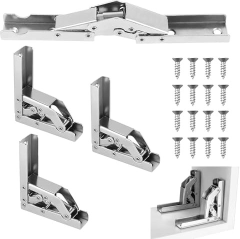 4 Stück Klappscharnier Regal Scharnier Halterung mit 24 Schraube 90 Grad Scharniere Klappbar für Schranktüren Holztür Möbel