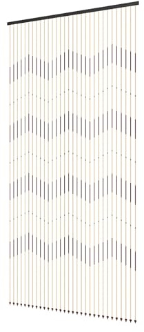 HUSPOO Türvorhang - 90 x 220cm Bambusvorhang Retro Holzperlenketten TüRvorhang, 31 Stränge Holzperlenvorhang mit Zackenmuster, Perlenvorhang Balkontür für Dekorative Vorhänge und Raumteiler
