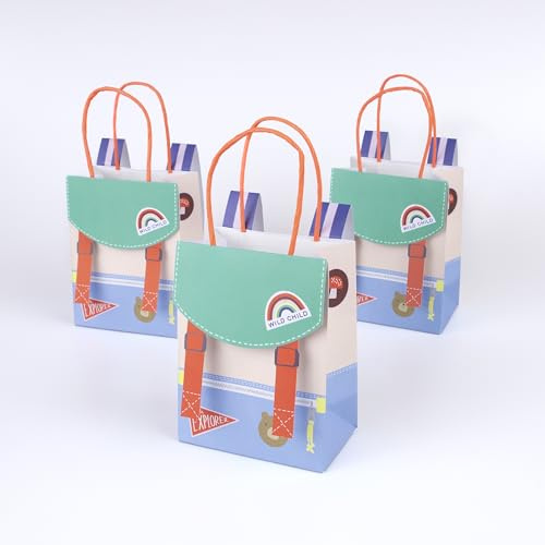 Meri Meri Outdoor Adventures Rucksack-Partytüten (8 Stück), Partygeschenktüten, Mini-Rucksackgurte, wiederverwendbar
