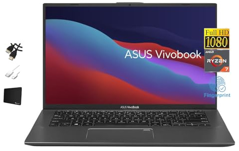 ASUS VivoBook 14'' FHD Laptop, AMD Ryzen 7 3700U, 12GB DDR4, 512GB SSD, Fingerprint Reader, Backlit Keyboard, AMD Radeon RX Vega 10 Graphics, Windows 10 Home, Slate Grey