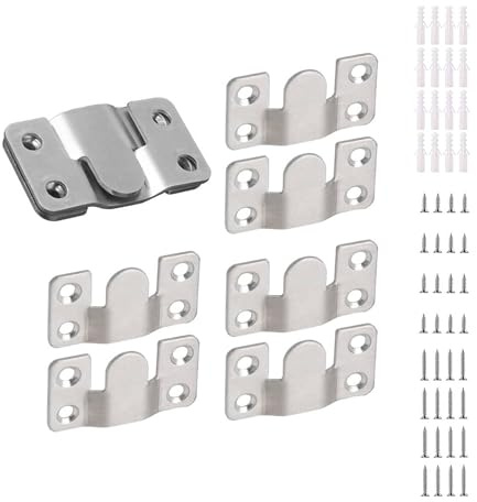 4 Pairs Large Silver Stainless Steel Interlocking Flush Mount French Cleat Hangers – Hidden Hardware for Frames, Furniture, Beds, Mirrors, Photos, Paintings, etc.