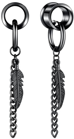 Hoisy Ohr Tunnel mit Anhänger Blatt Double Flared Tunnel Titan 1 Paar Plug Gestreckte Expander Piercing Schmuck 6mm-20mm