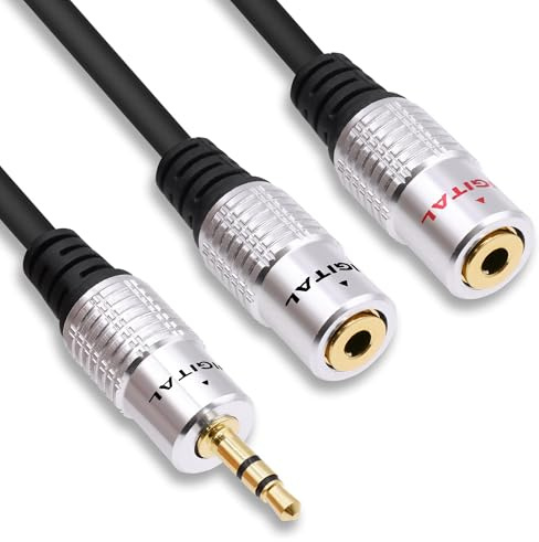 YARCHONN 3.5mm TRS Headphone Splitter Cable Adapter 1 Male to 2 Female | 3.5mm 1/8 inch TRS Stereo Y Extension Audio Cord Wire, for Phones Tablets MP3/MP4 Speakers -0.5M/1.64FT