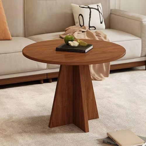 Nordisches Minimalistisches Kaffeetisch Nesting Couchtisch 2er Set Kleiner Tisch Rund Flexibel Kombinierbarer Niedriger Tischsfür Wohnzimmer Balkon Büro Schlafzimmer(Walnut,50 * 50 * 48cm)