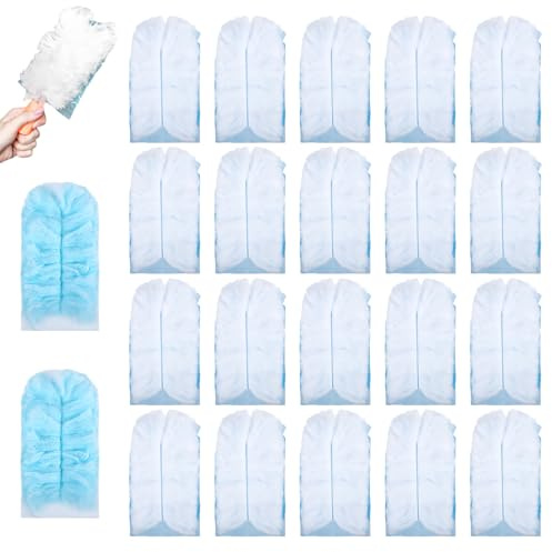 22 Pcs Fluffy Duster Refills, Blue Flash Dust Magnet, Flash Duster Refills | Disposable Fluffy Dusters Refills for Home, Car, Cleaning Dust, Dirt and Hair(20 Single + 2 Double, No Handle/Pole)