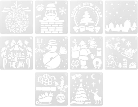 CLISPEED 10pièces Modèles de Peinture de Noël à Découper Soi-même Gabarits de Dessin pour Garçon Fille Fournitures de Noël
