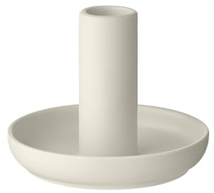 blomus Kerzenhalter -Vela- | Farbe Moonbeam | Größe S | Hoch | Aus Keramik; Für stimmungsvolles Kerzenlicht; Ø 11 x H 9 cm
