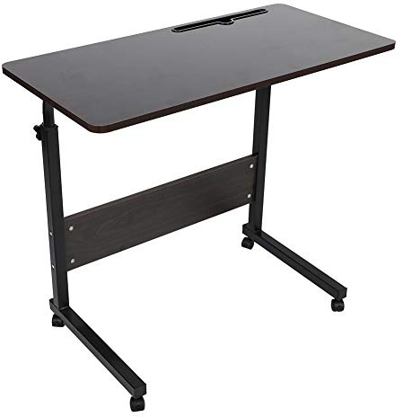 TOPINCN Bureau D'Ordinateur Portable Variable avec roulettes, Table de Chevet Amovible, Table D'étude pour Travailler sur Un Ordinateur Portable, Manger au Chevet (Couleur Noyer)